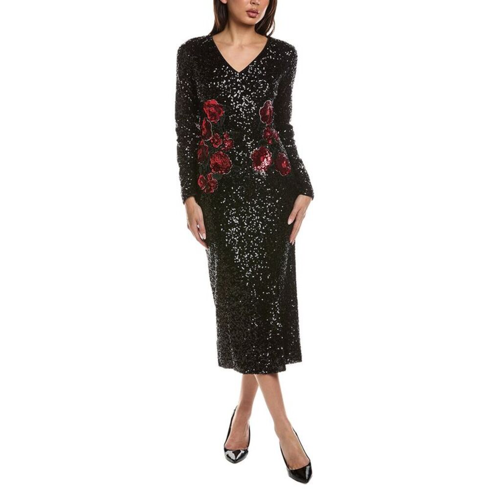 Elie Tahari Womens  The Aurora Sequin Dress, Black